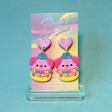 Load image into Gallery viewer, Rainbow squish clown polymer clay stud earrings
