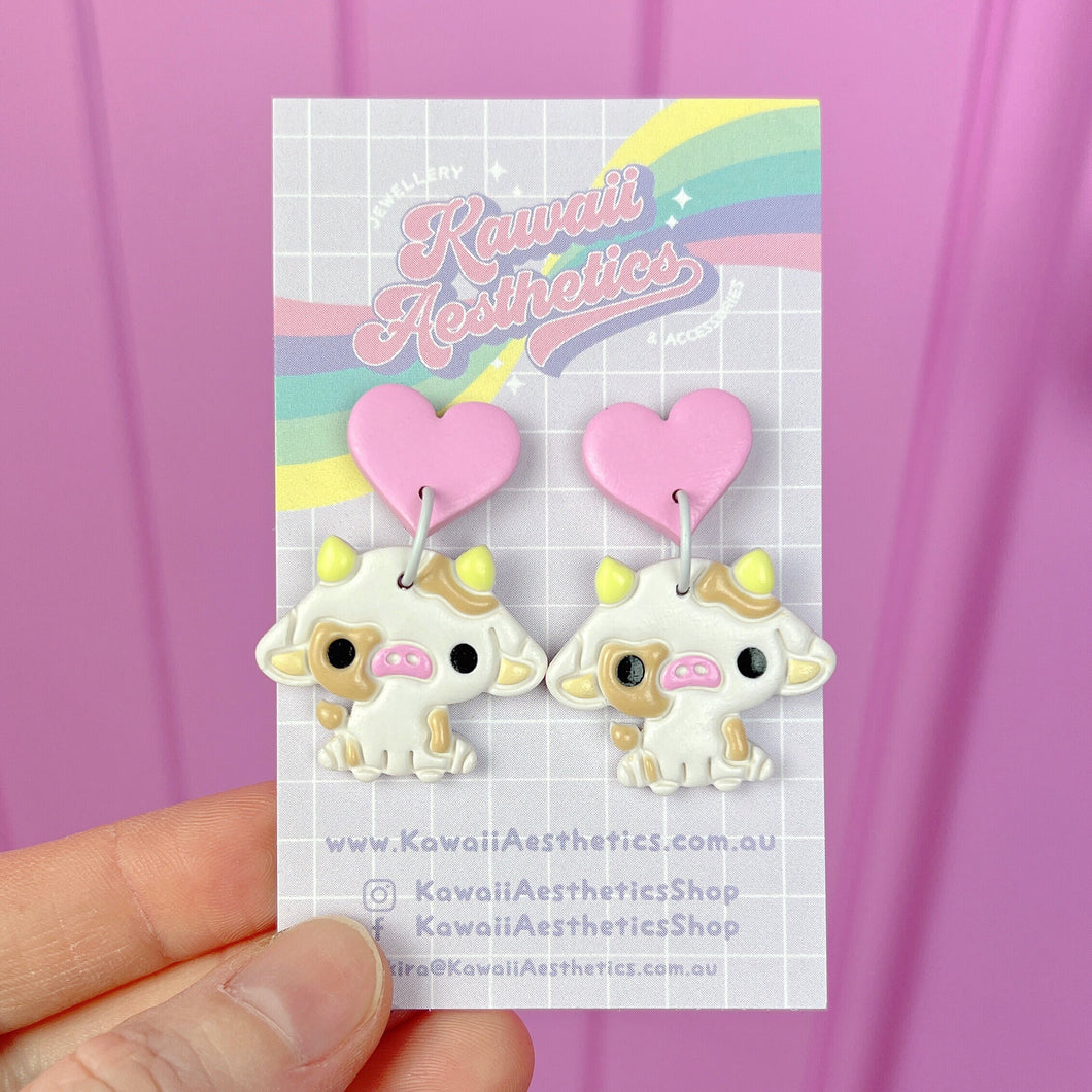 Baby cow stud earrings