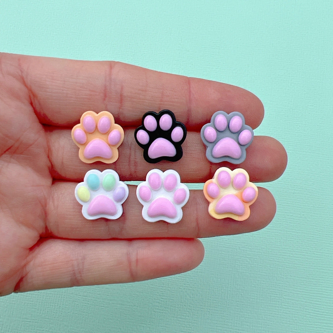 Mini paw print polymer clay stud earrings