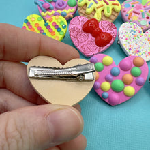 Load image into Gallery viewer, Love heart shaped polymer clay hair clips
