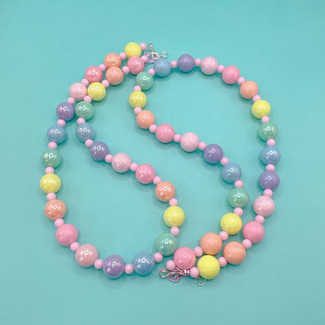 Pastel rainbow and pink beaded necklace