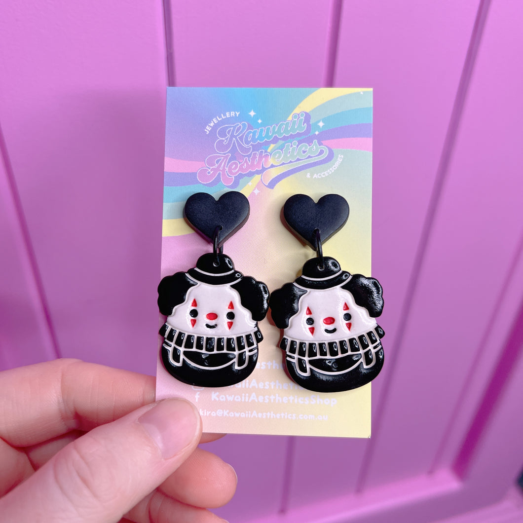 Goth squish clown stud earrings