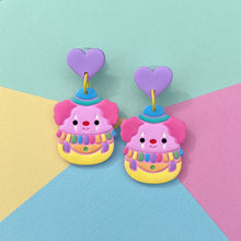 Load image into Gallery viewer, Rainbow squish clown polymer clay stud earrings
