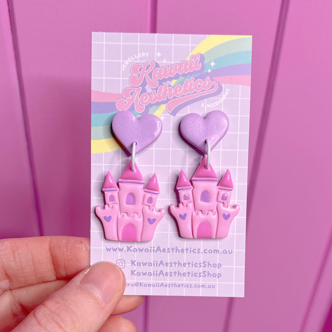 Princess castle stud earrings