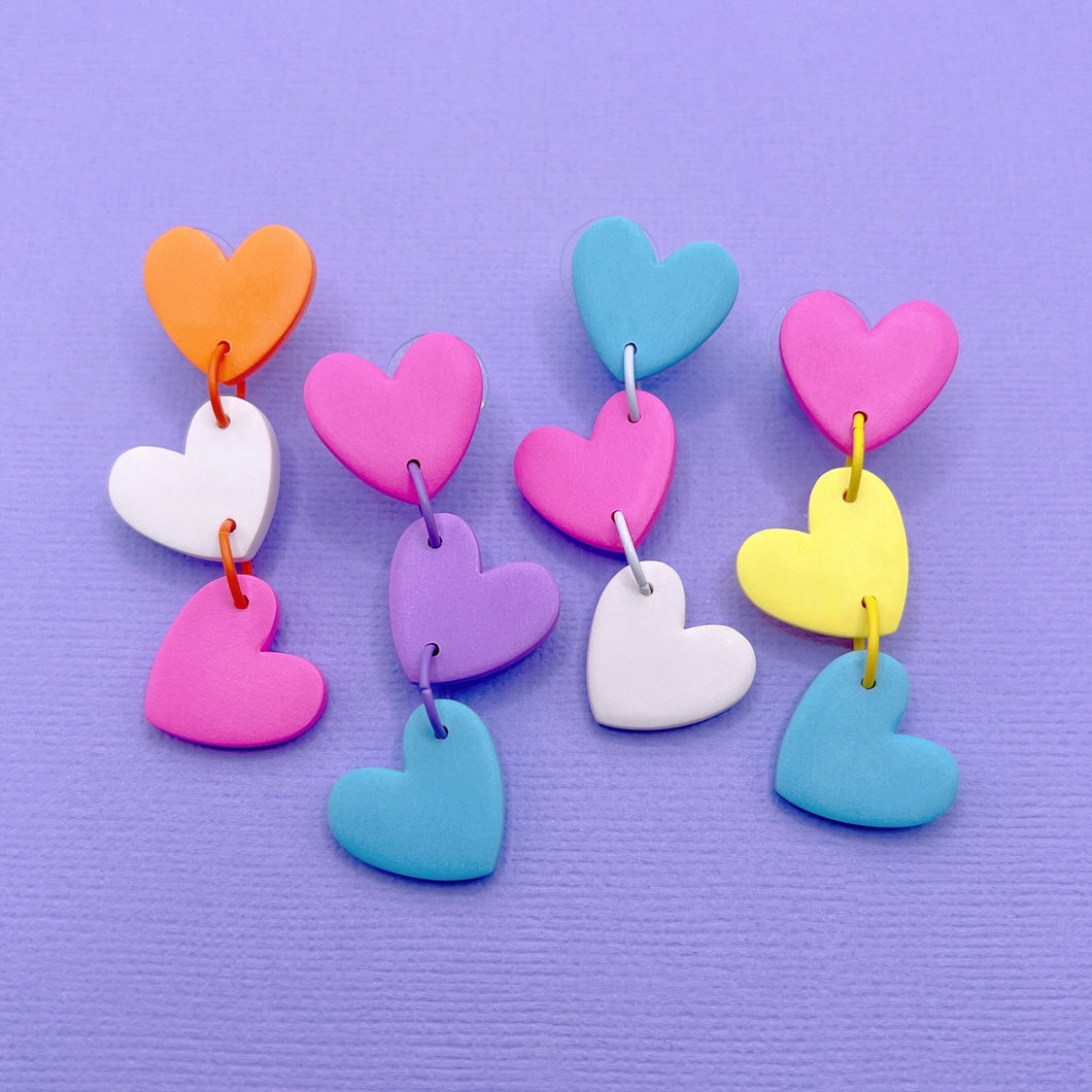 Pride heart stud earrings