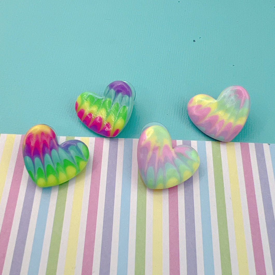 Rainbow tie dye effect stud earrings