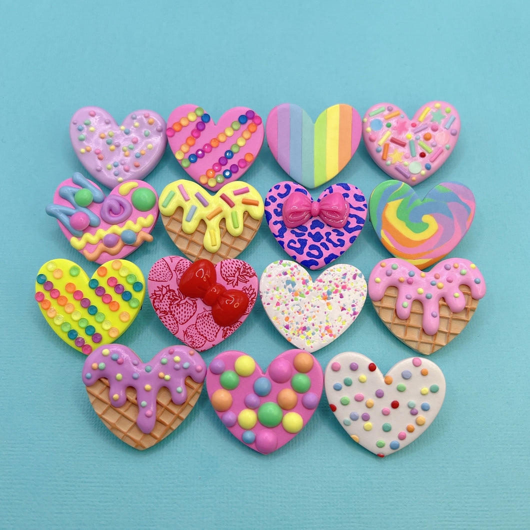 Love heart shaped polymer clay hair clips