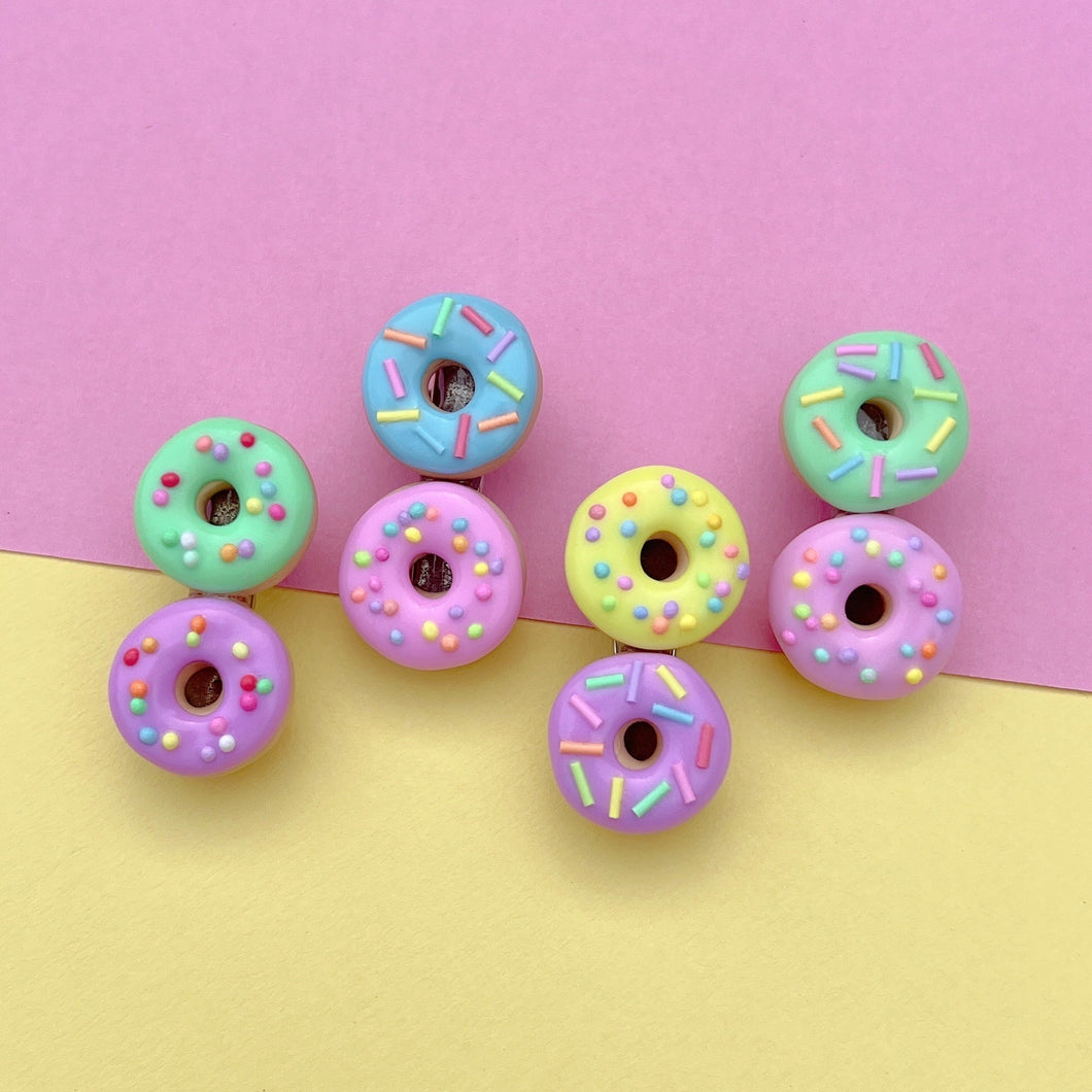 Donut polymer clay hair clips