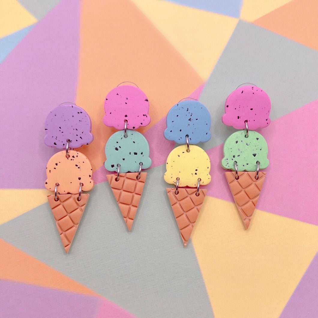 Rainbow double icecream scoop stud earrings