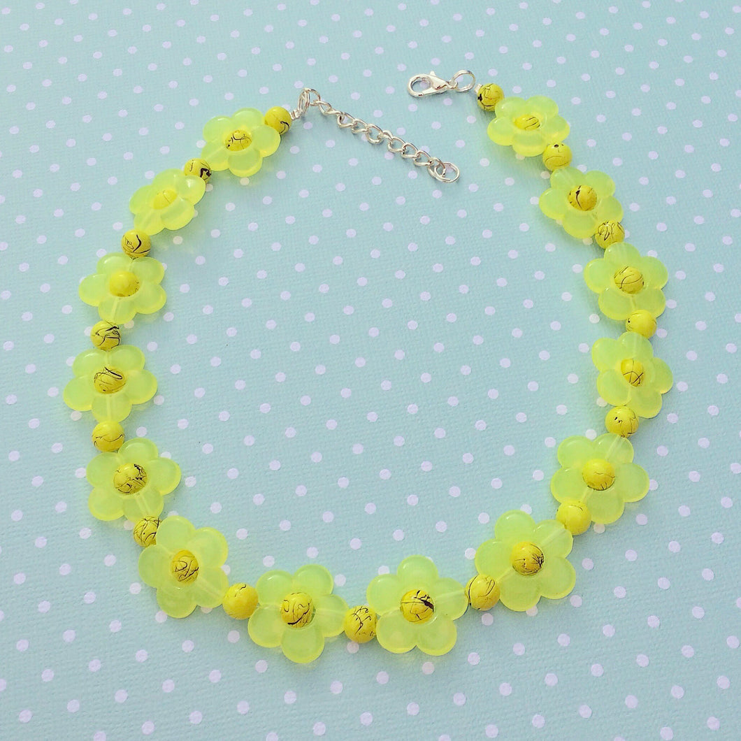 Colourful adjustable flower bead choker necklaces