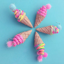 Load image into Gallery viewer, Pink sprinkle icecream polymer clay earrings
