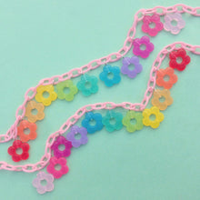 Load image into Gallery viewer, Rainbow flower bead necklace with plastic chain 
