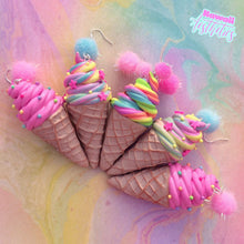 Load image into Gallery viewer, Pink sprinkle icecream polymer clay earrings
