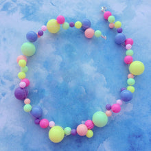 Load image into Gallery viewer, Woven rainbow plastic bead necklace
