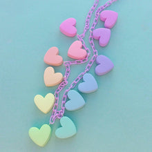 Load image into Gallery viewer, Rainbow heart polymer clay charm necklace
