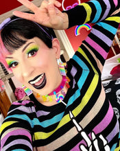 Load image into Gallery viewer, Rainbow cake slice polymer clay earrings
