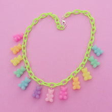 Load image into Gallery viewer, Pastel rainbow resin gummy bear charm necklace
