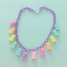 Load image into Gallery viewer, Pastel rainbow resin gummy bear charm necklace
