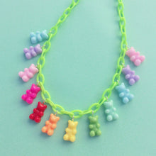 Load image into Gallery viewer, Solid rainbow resin gummy bear charm necklace
