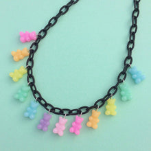 Load image into Gallery viewer, Pastel rainbow resin gummy bear charm necklace
