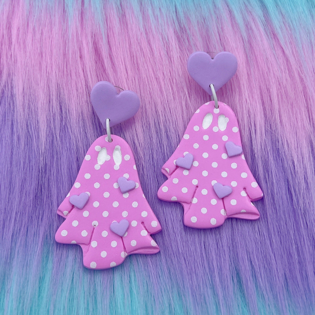 Pastel halloween ghost polymer clay stud earrings