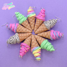 Load image into Gallery viewer, Pink sprinkle icecream polymer clay earrings
