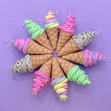 Load image into Gallery viewer, Mint choc chip icecream polymer clay earrings

