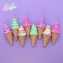Load image into Gallery viewer, Pink sprinkle icecream polymer clay earrings

