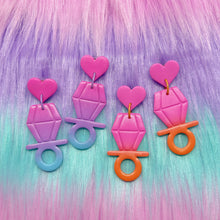 Load image into Gallery viewer, Pink and orange ring pop stud earrings
