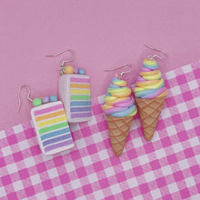 Load image into Gallery viewer, Rainbow icecream polymer clay earrings
